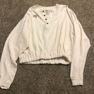 Vintage Levi Long Sleeve Half Button Cropped Shirt